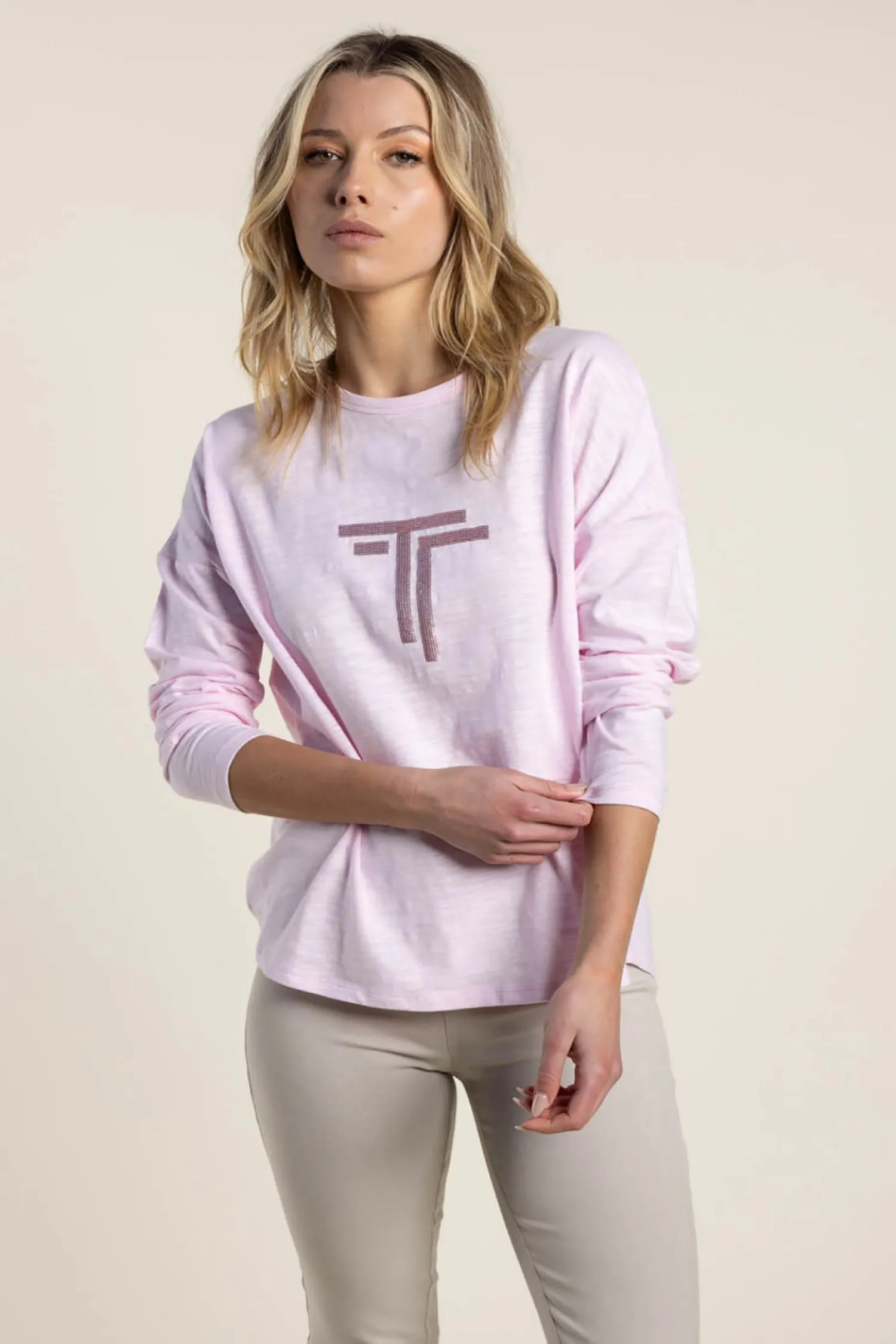 Discount Alice Long Sleeve Tee - Pale Pink - TT34 Shirts & Tops