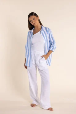 Amara Linen Shirt - Periwinkle - TT35 Shirts & Tops