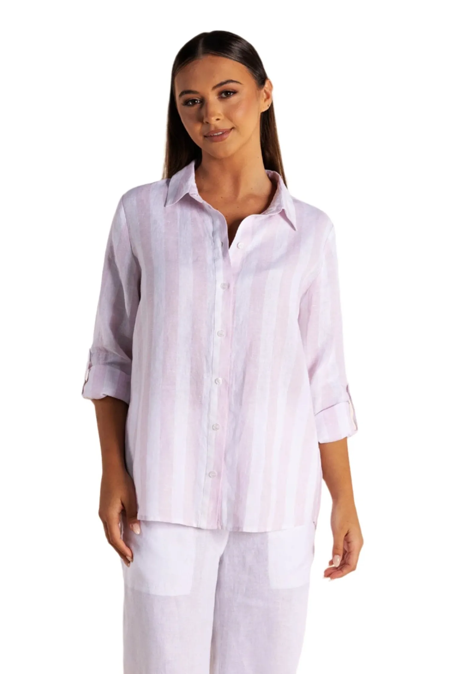 Outlet Amara Linen Shirt - Rose Pink - TT35 Shirts & Tops