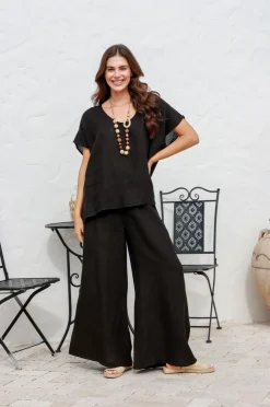Clearance Amara Pant - Black - IC22 Linen Lovers|Ladies Pants