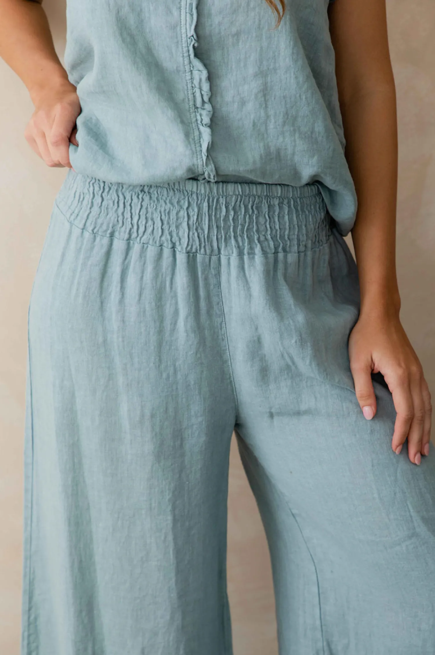 Clearance Amara Pant - Blue - IC22 Linen Lovers|Ladies Pants