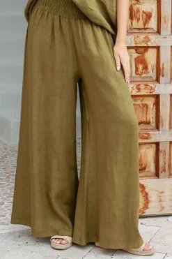 Amara Pant - Olive - IC22 Linen Lovers|Ladies Pants