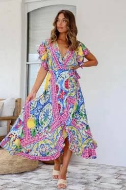 Sale Ava Wrap Dress - Lemon - LT3 Dresses
