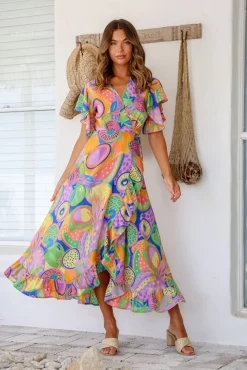 Online Ava Wrap Dress - Melon - LT3 Dresses