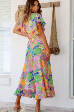 Online Ava Wrap Dress - Melon - LT3 Dresses
