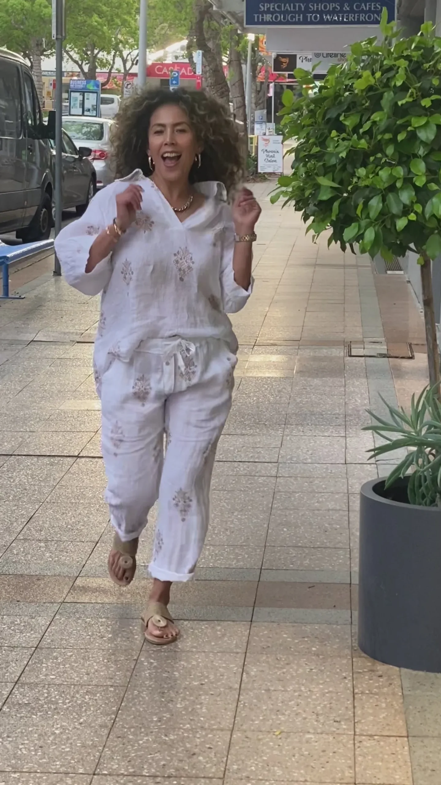 Clearance Aztec Print Top - White - CG44 Linen Lovers|Shirts & Tops