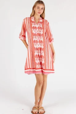 Discount Blakely Tucked Dress - Melon - LL48 Dresses