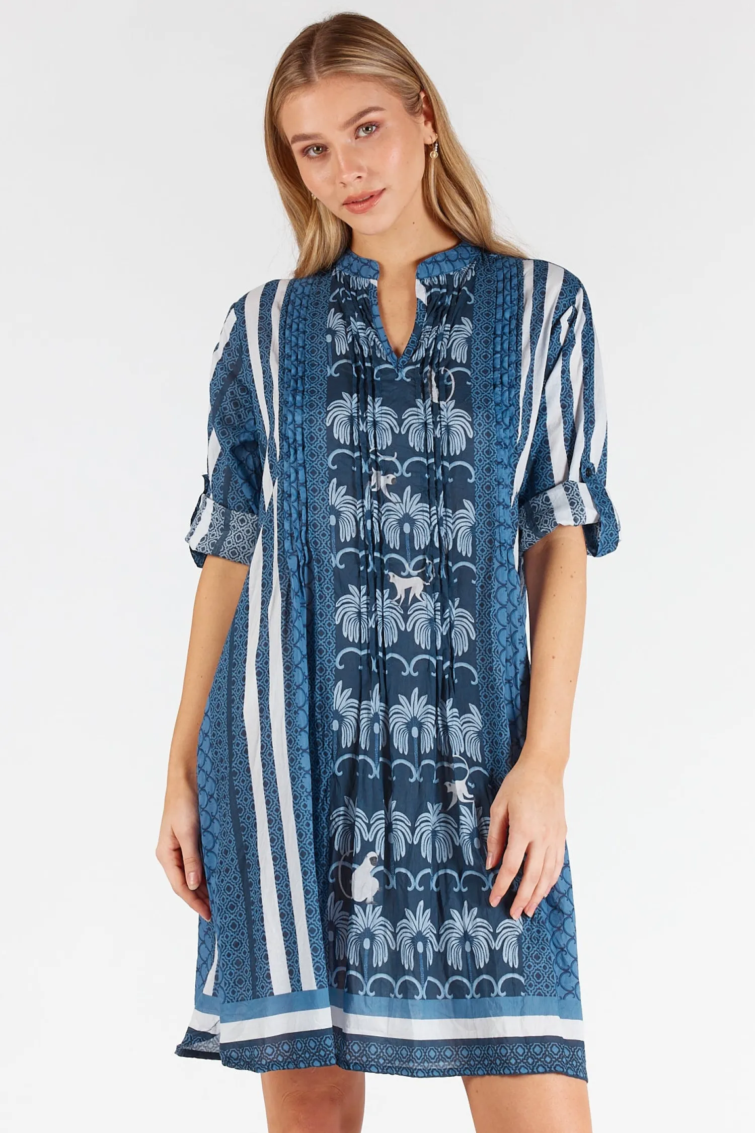 Sale Blakely Tucked Dress - Navy - LL48 Dresses