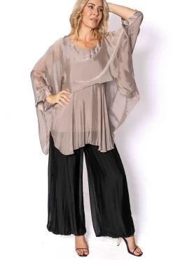 Outlet Cameron Silk Top - Taupe - TIC7 Shirts & Tops