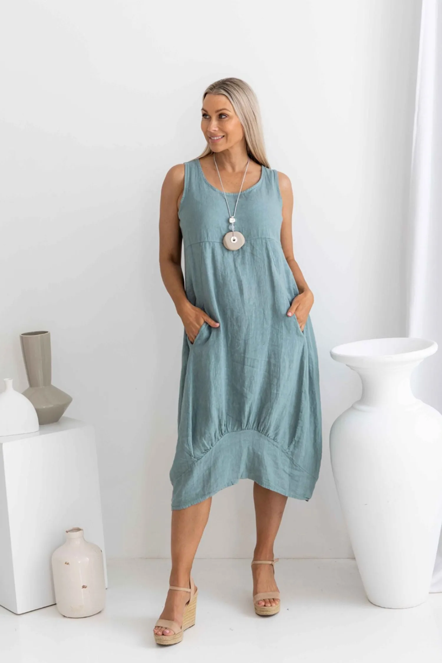 Best Camilla Linen Dress - Blue - IC46 Dresses
