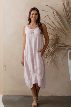 Hot Camilla Linen Dress - Blush - IC46 Dresses