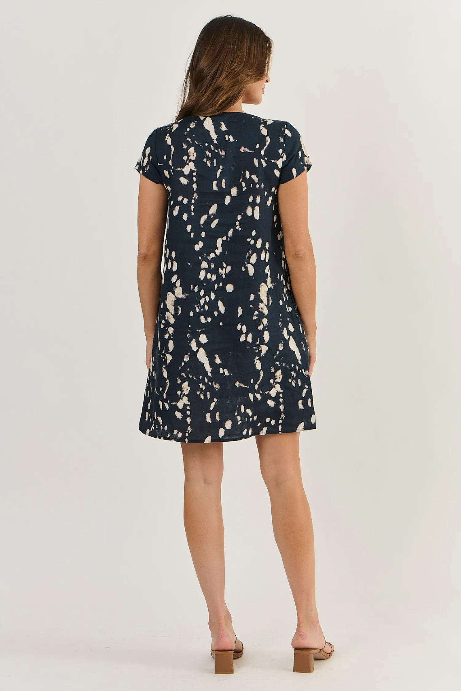 Cap Sleeve Linen Dress - Universe - OJ3 Dresses