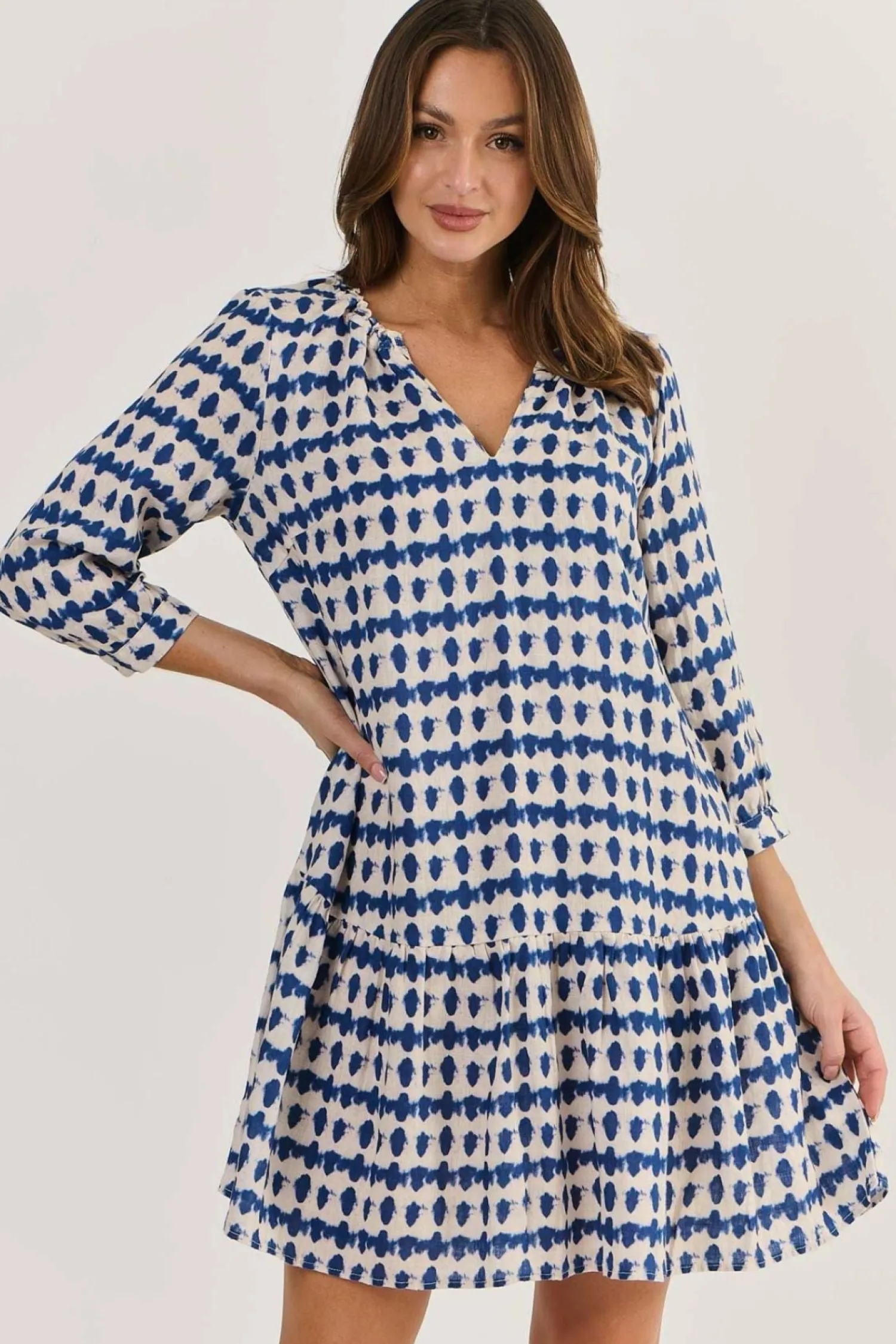 Discount Carol Linen Dress - Delta Blot - OJ48 Dresses