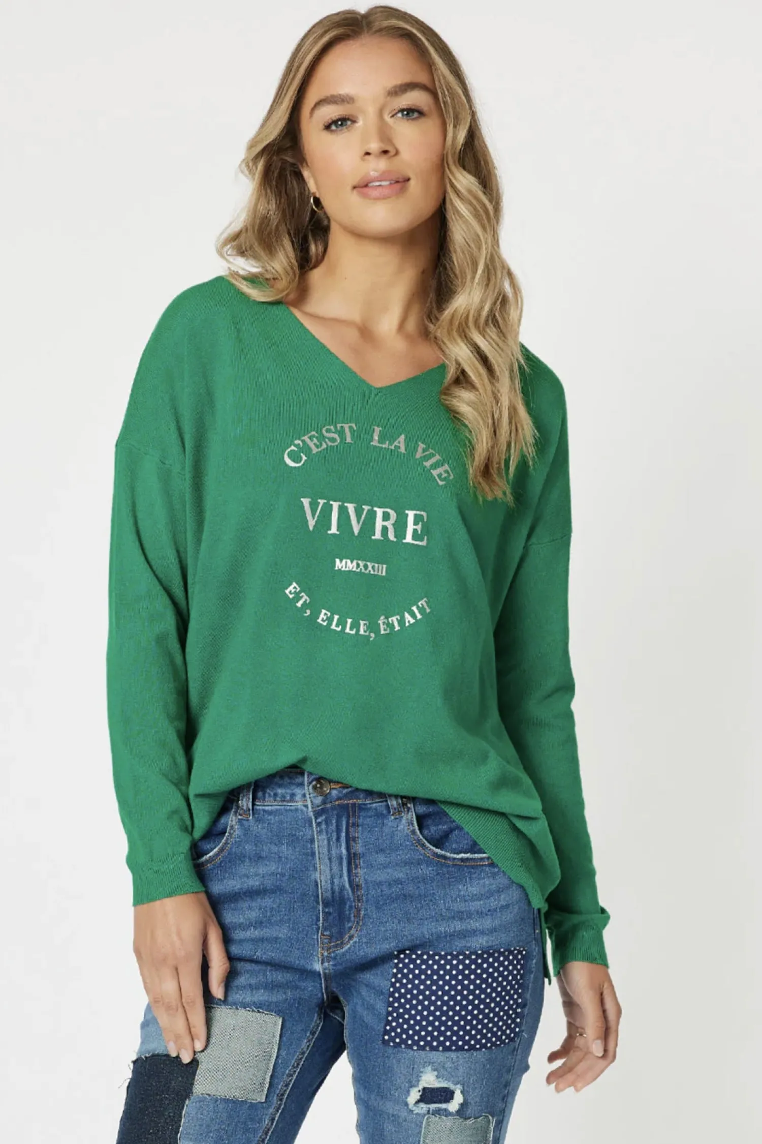 Sale Cest La Vie Sweat - Ivy - TZ21 Jumpers & Knitwear