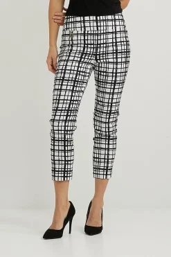 Discount Checked Cropped Pants - Black & White - JR123 Ladies Pants