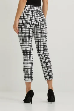 Discount Checked Cropped Pants - Black & White - JR123 Ladies Pants