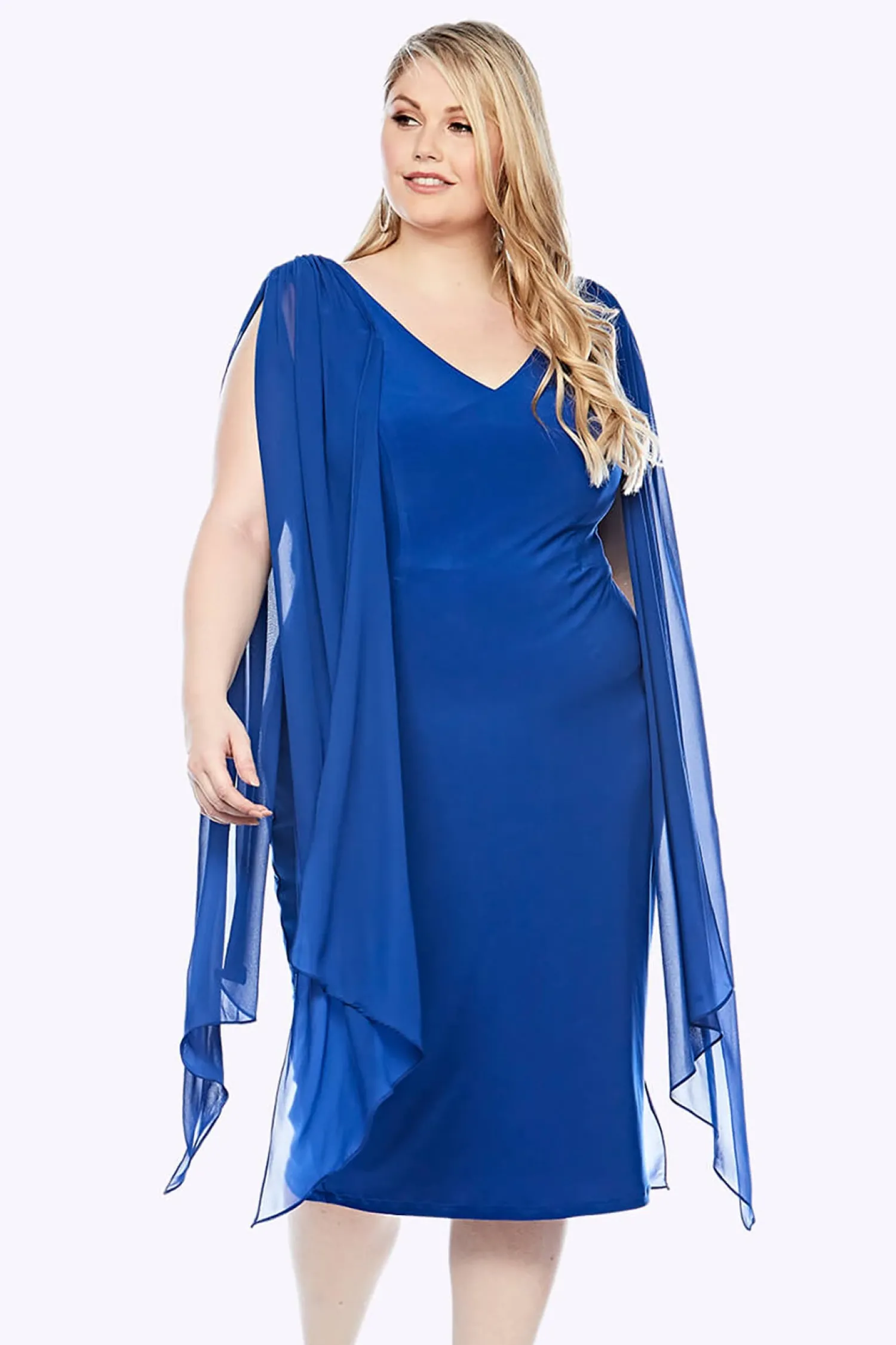 Sale Chiffon Overlay Shoulder Dress - Royal - LJ9 Weddings & Events