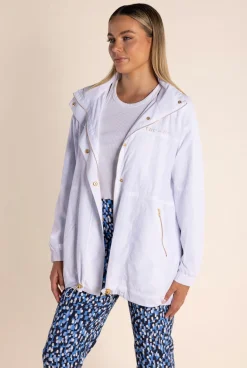 Discount Chloe Spray Jacket - White/Gold Logo - TT49 Coats & Jackets