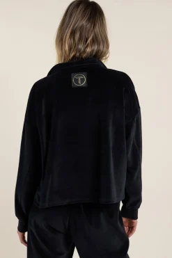 Online Claire Cropped Velour Jacket - Black - TT36 Coats & Jackets