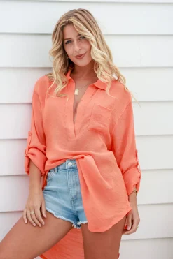 Best Classic Beach Shirt - Tangerine - FR15 Shirts & Tops