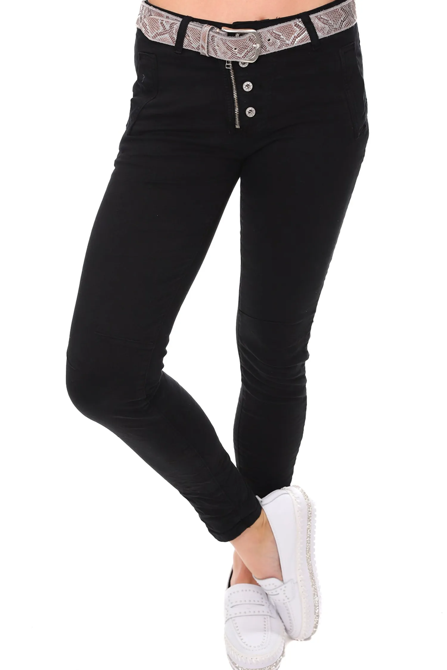 Hot Classic Button Jeans - Black - IS10 Women Women's Jeans
