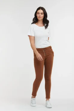 Sale Classic Button Jeans - Brick - IS10 Women Women's Jeans