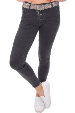 Best Classic Button Jeans - Charcoal - IS10 Women Women's Jeans