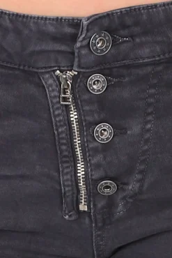 Best Classic Button Jeans - Charcoal - IS10 Women Women's Jeans