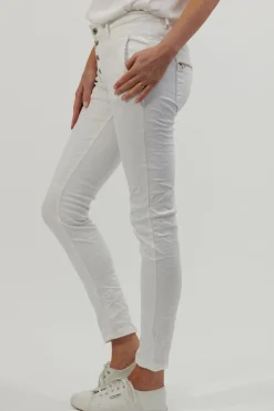 Hot Classic Button Jeans - White - IS10 Women Women's Jeans