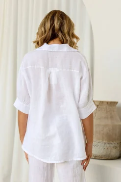 Clearance Colazione Linen Top - White - FA23 Linen Lovers|Shirts & Tops