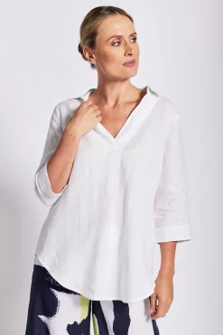Outlet Collared Tunic Top - White - SS12 Shirts & Tops