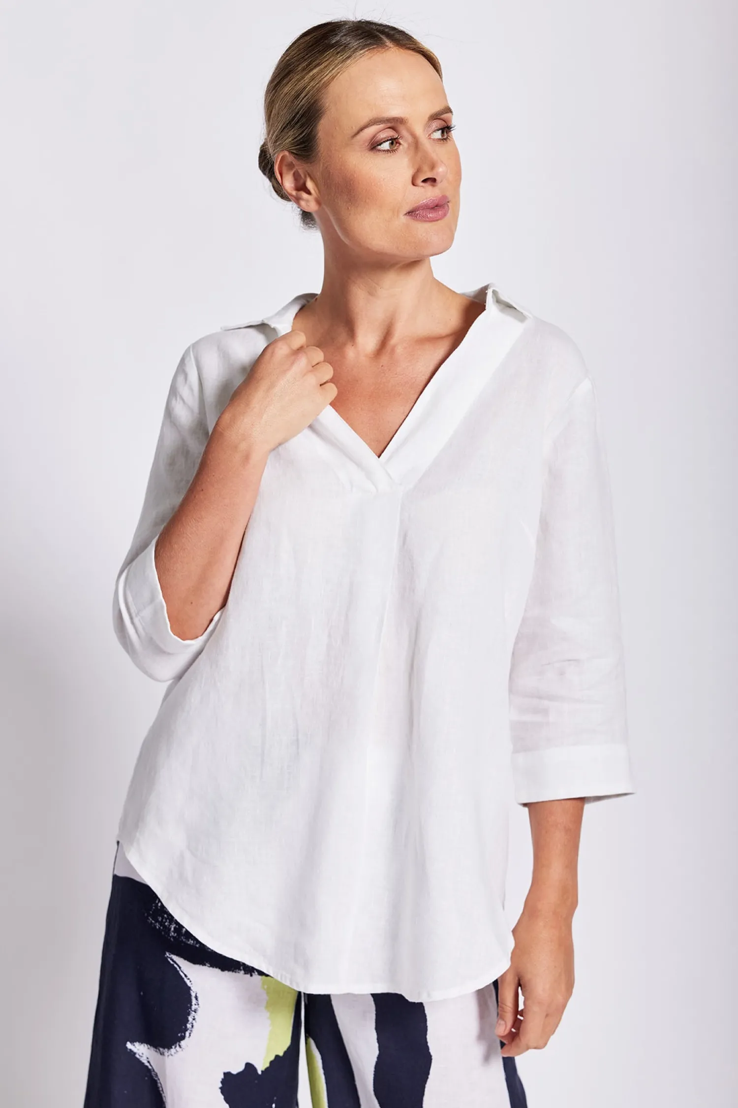 Outlet Collared Tunic Top - White - SS12 Shirts & Tops
