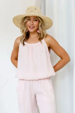 Comodo Singlet Top - Blush - FA26 Linen Lovers|Shirts & Tops