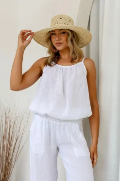 Comodo Singlet Top - White - FA26 Linen Lovers|Shirts & Tops