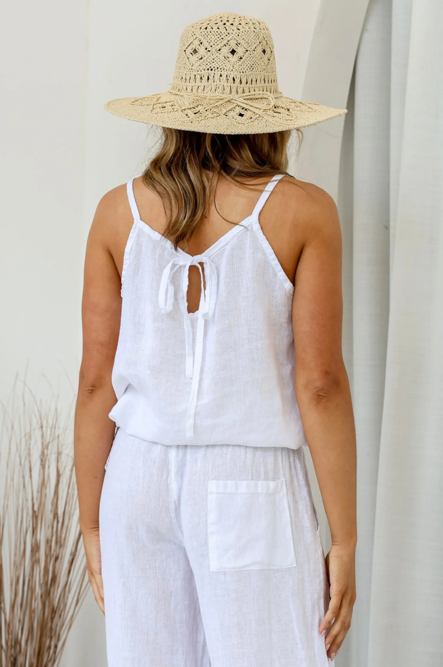 Comodo Singlet Top - White - FA26 Linen Lovers|Shirts & Tops