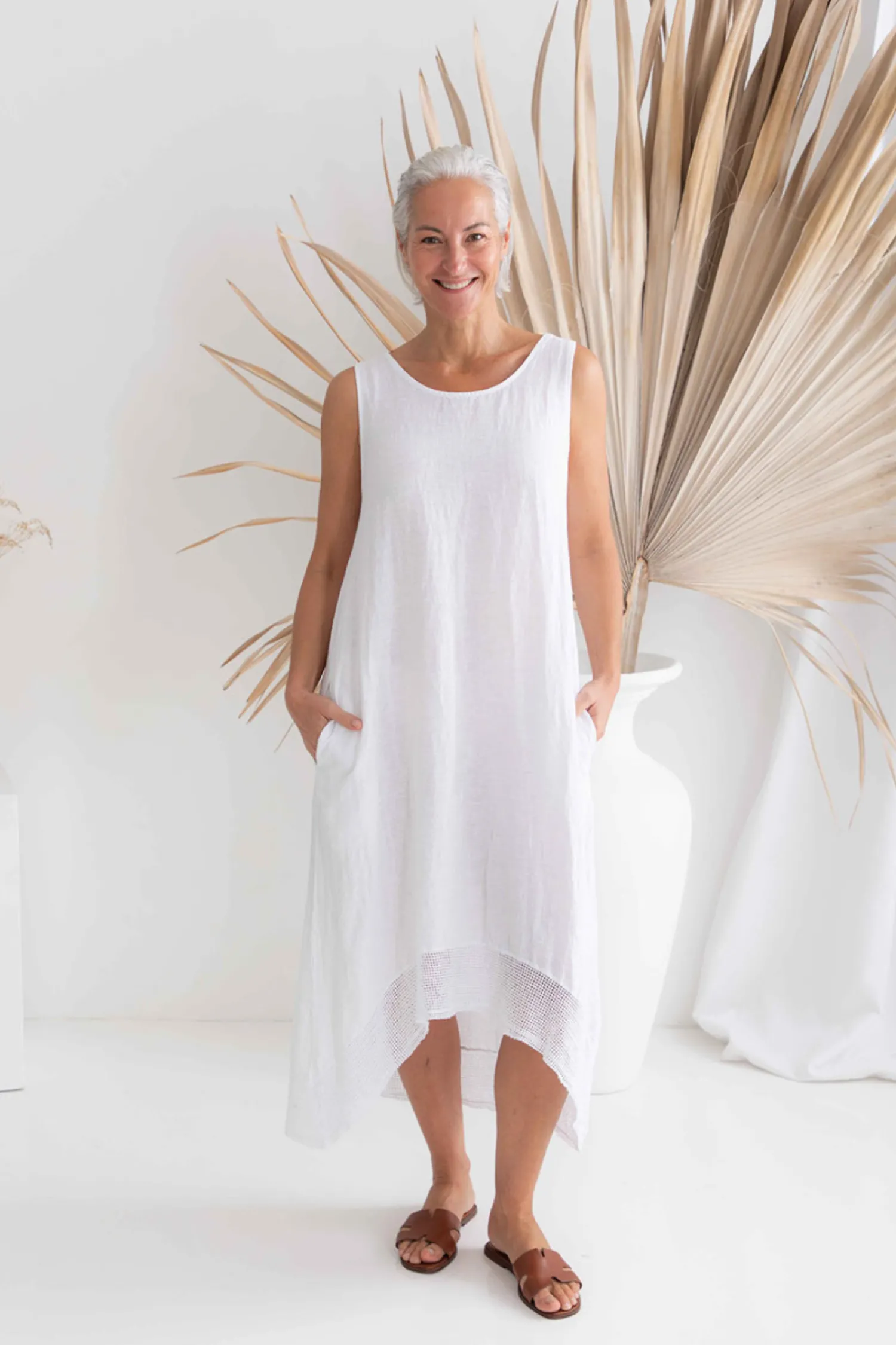 Outlet Cortina Dress - White - IC50 Linen Lovers|Dresses
