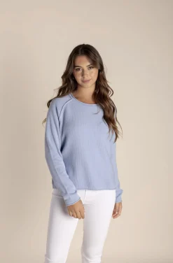 Discount Cropped Crew Neck - Ice Blue - TT2 Jumpers & Knitwear