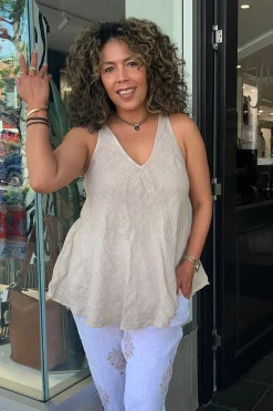 New Daisy Sleeveless Top - Natural - CG46 Linen Lovers|Shirts & Tops