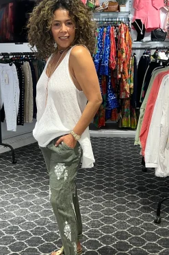 Hot Daisy Sleeveless Top - White - CG46 Linen Lovers|Shirts & Tops
