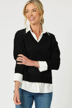 Outlet Dee 2 In 1 Jumper - Black - GS14 Jumpers & Knitwear
