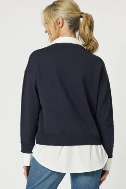Discount Dee 2 In 1 Jumper - Navy - GS14 Jumpers & Knitwear