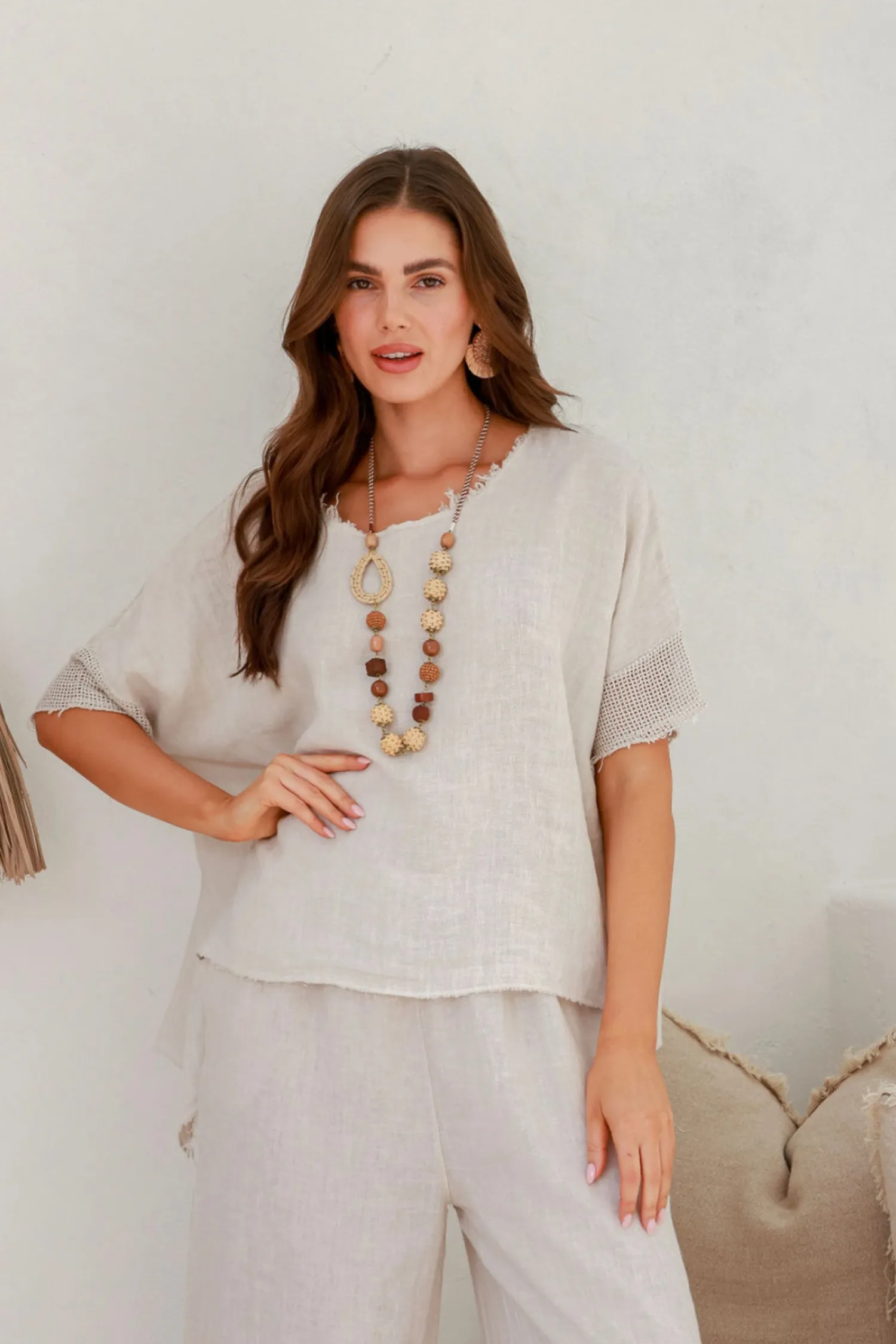 Outlet Delfina Top - Sand - IC53 Shirts & Tops