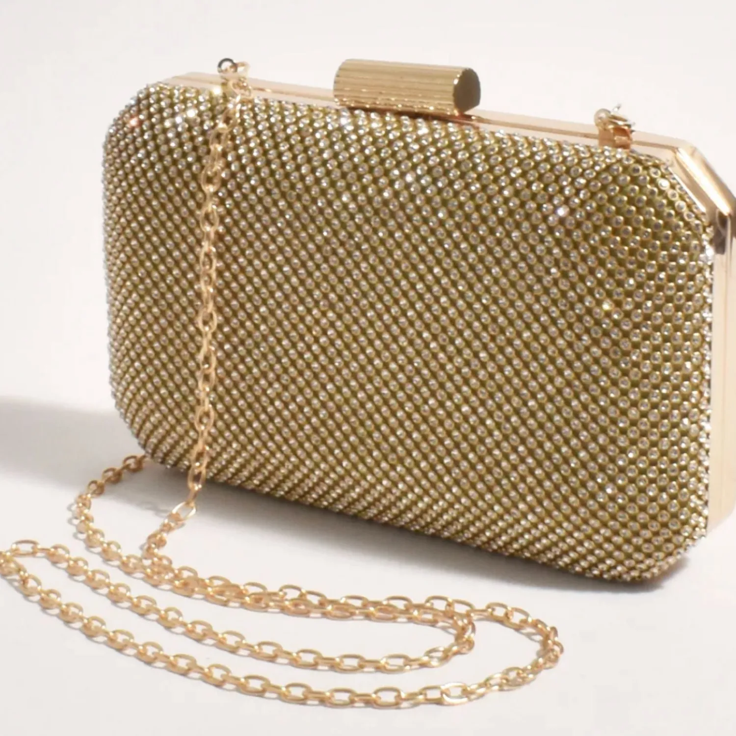 Hot Diamante Mesh Clutch - Gold Crystal - AD17 Handbags