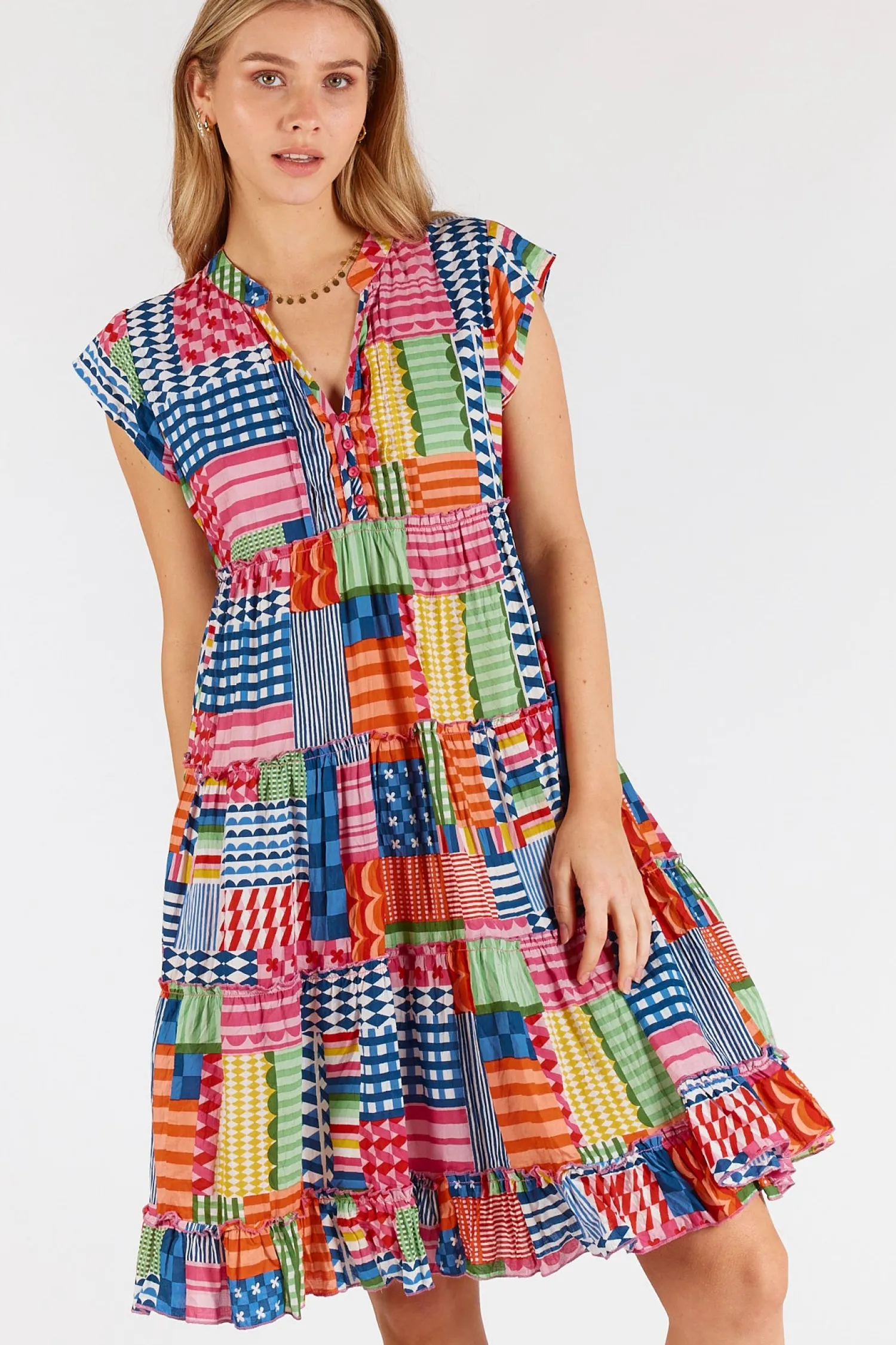 Clearance Elena Tiered Dress - Multi - LL44 Dresses