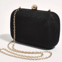 Online Ella Woven Structured Clutch - Black - AD5 Handbags