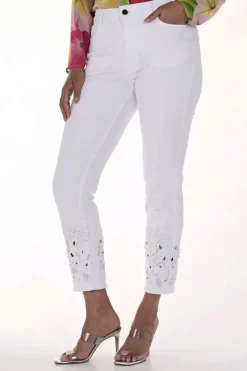 Outlet Embellished Ankle Jeans - White - FL13 Women Women's Jeans