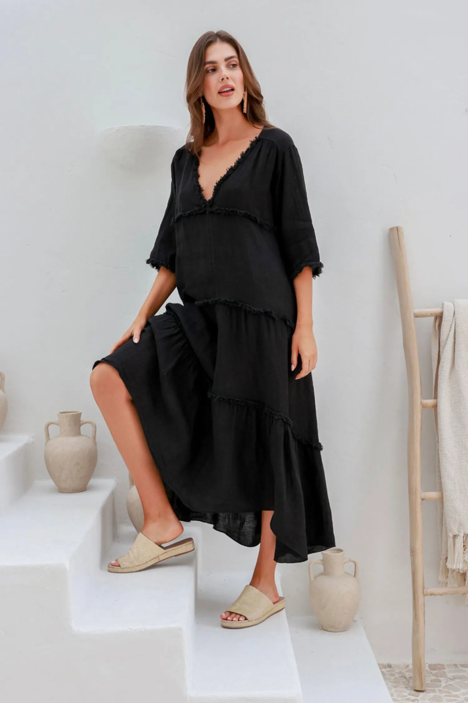 New Emily Dress - Black - IC40 Linen Lovers|Dresses