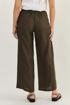 Sale Faith Linen Pant - Espresso - OJ39 Ladies Pants