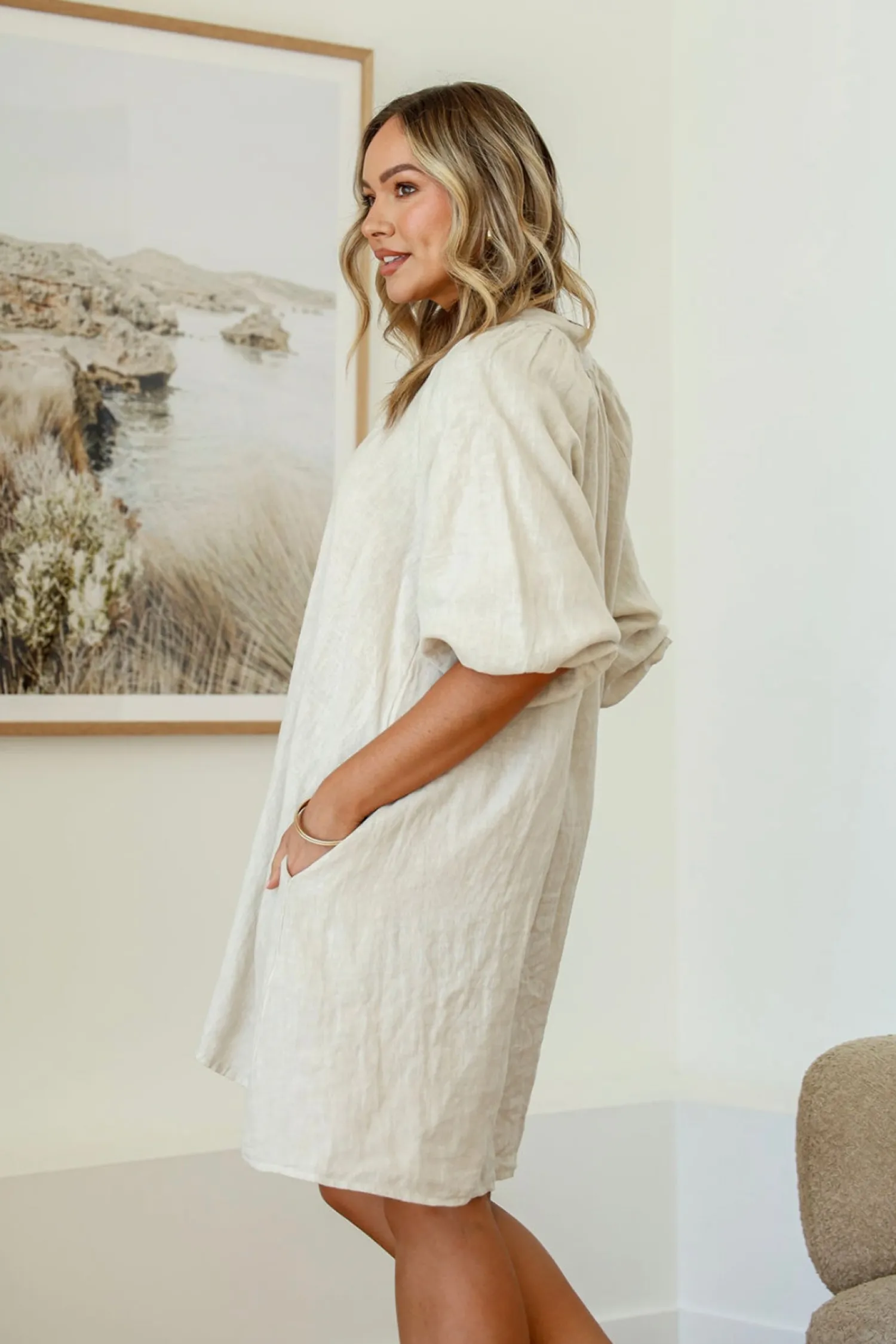 Clearance Felice Dress - Sand - FA27 Linen Lovers|Dresses