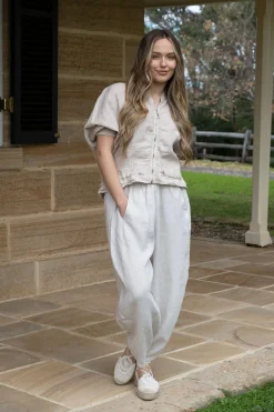 Clearance Fern Pants - Sand - IC45 Linen Lovers|Ladies Pants